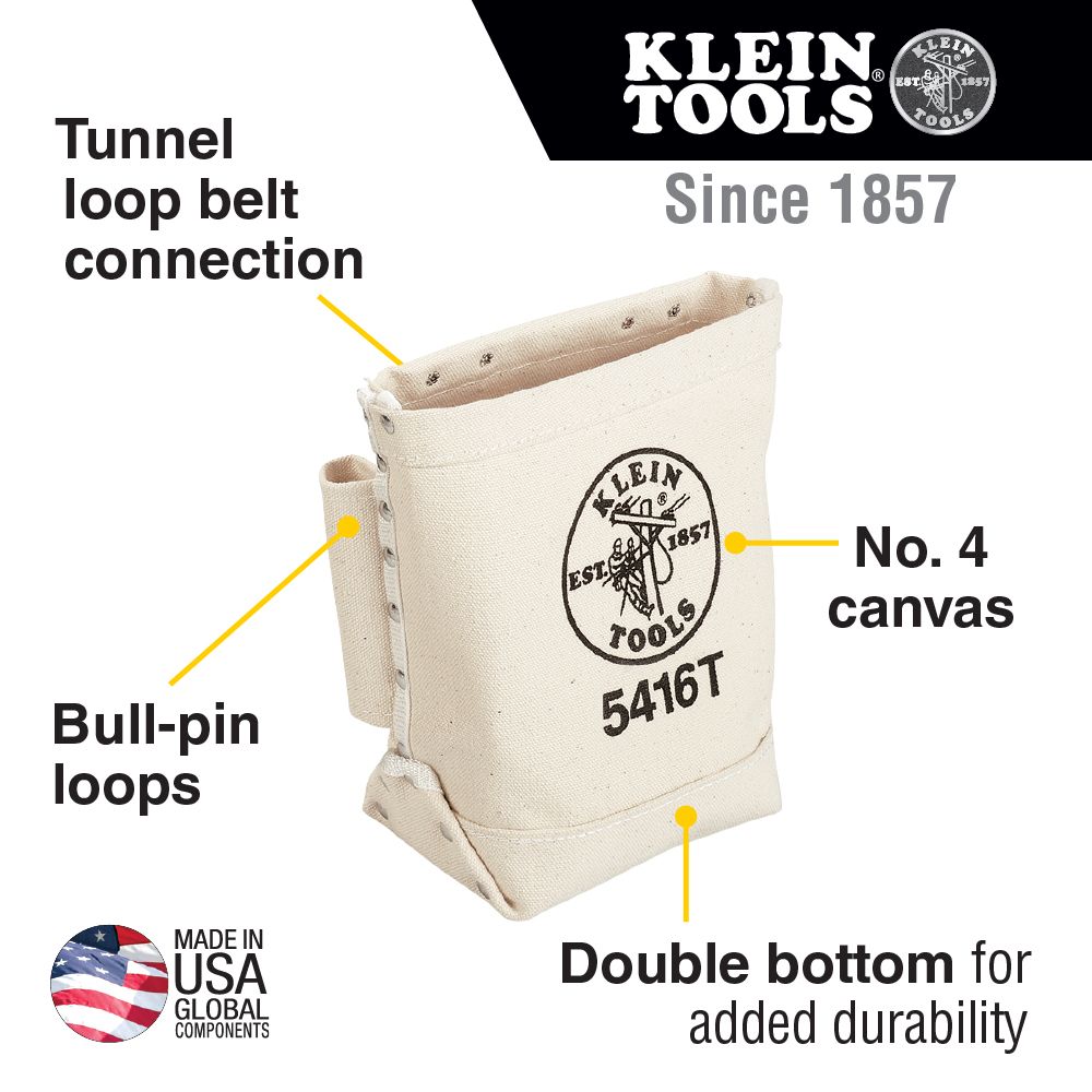 5416T, Klein Bull-Pin & Bolt Bags, Canvas, Tunnel Loop from Columbia Safety