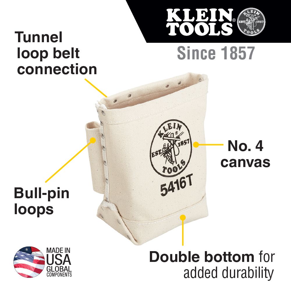 Klein Tools 5416T Canvas Tunnel Loop Bull-Pin & Bolt Bag from Columbia Safety