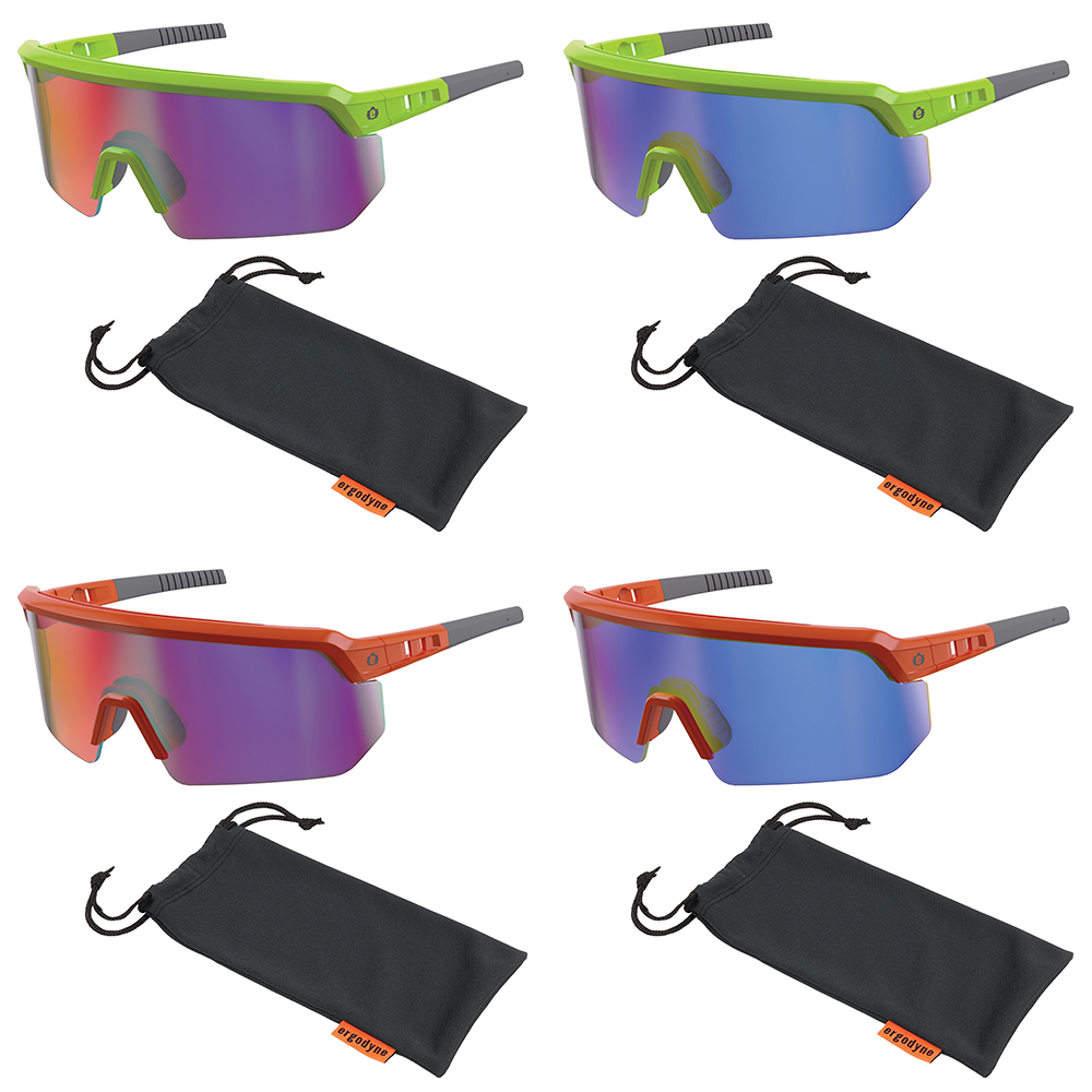 Ergodyne Skullerz AEGIR Anti-Scratch and Enhanced Anti-Fog Safety Glasses Sunglasses with Mirror Lenses from Columbia Safety