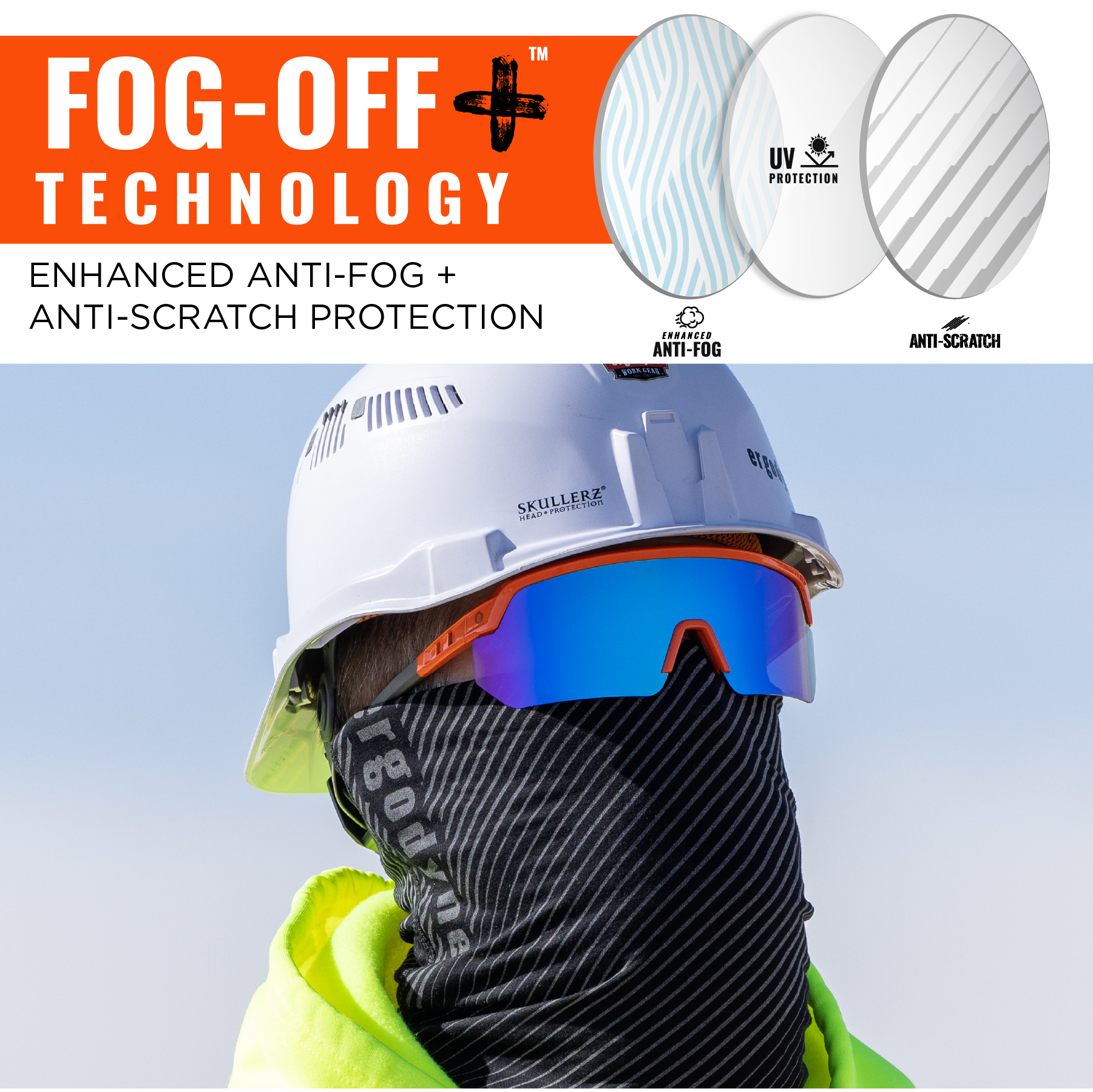 Ergodyne Skullerz AEGIR Anti-Scratch and Enhanced Anti-Fog Sun Safety Glasses with Mirror Lenses from Columbia Safety