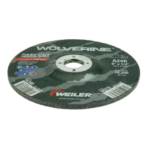 Weiler Wolverine Type 27 Grinding Wheel 6-Inch x 1/4-Inch A24R from Columbia Safety