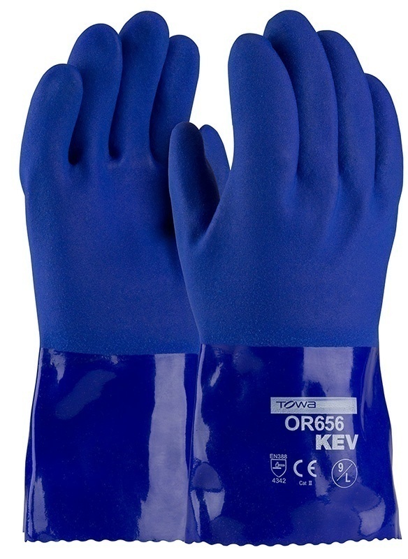 XtraTuff Oil Resistant PVC Gloves include a Liner and rough grip. from Columbia Safety