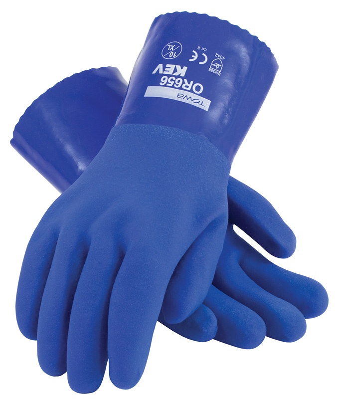 XtraTuff Oil Resistant PVC Gloves include a Liner and rough grip. from Columbia Safety
