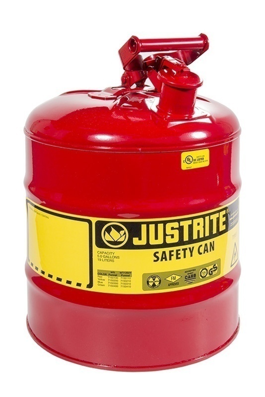 Justrite Type 1 Galvanized Steel Safety Can - 5 Gallon from Columbia Safety