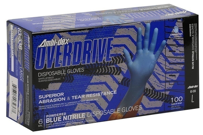 Powdered Ambi-dex Overdrive 6 Mil Nitrile Glove Textured (Box of 100) from Columbia Safety