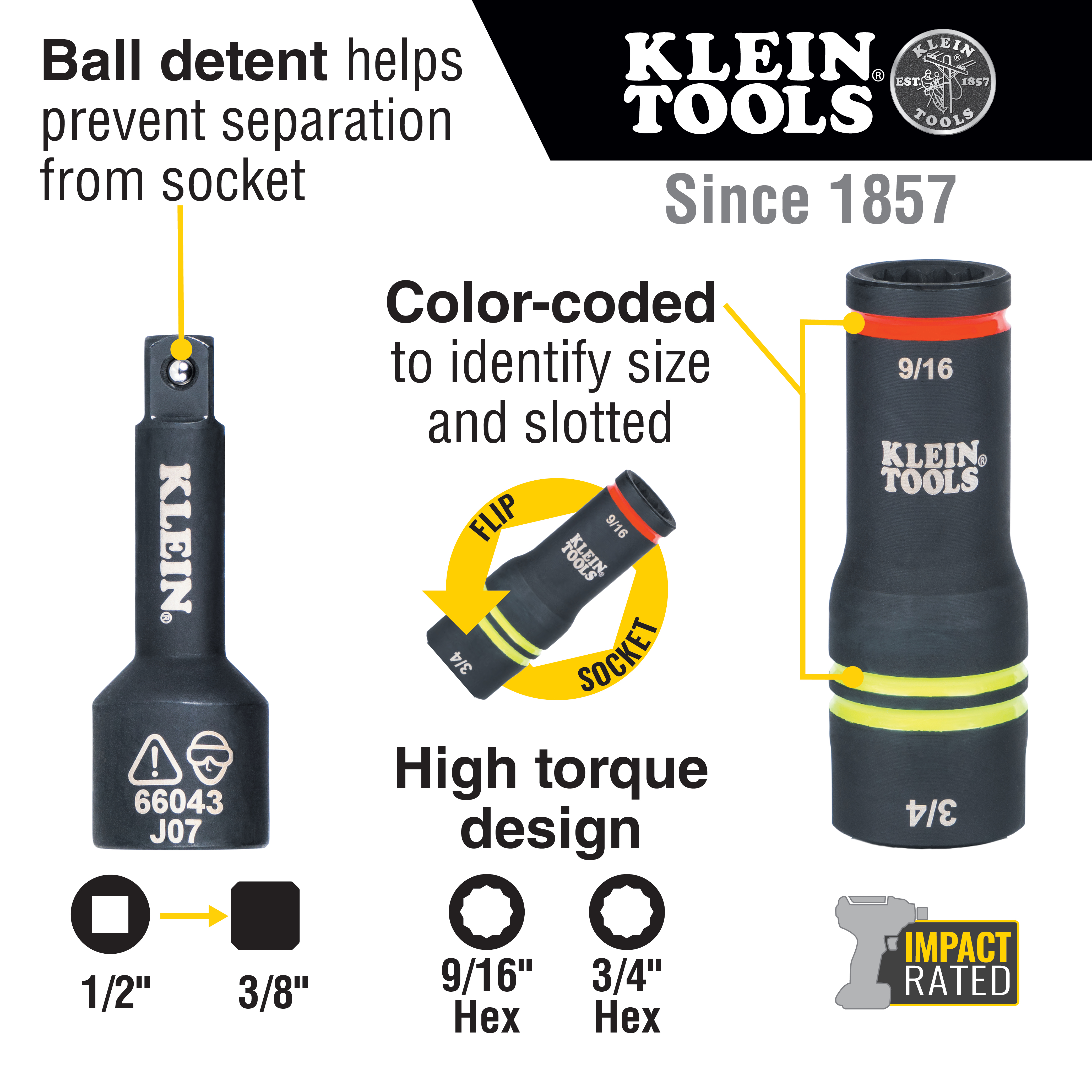 Klein Tools 3-in-1 Flip Impact Socket from Columbia Safety