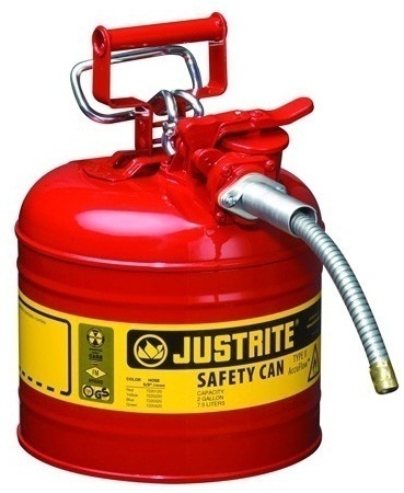 Justrite Type 2 AccuFlow Steel Safety Can 5/8 Inch Hose - 2 Gal from Columbia Safety