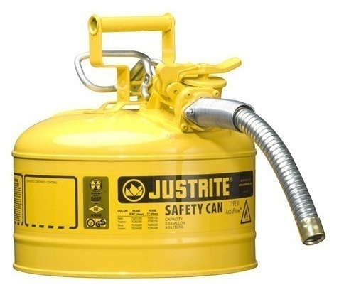 Justrite Type 2 AccuFlow Steel Safety Can 1 Inch Hose - 2.5 Gal from Columbia Safety