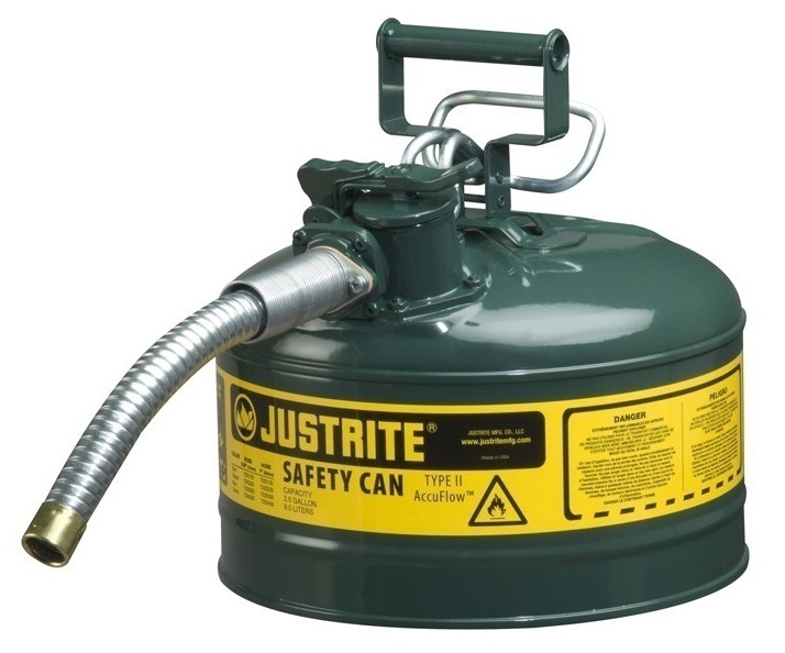 Justrite Type 2 AccuFlow Steel Safety Can 1 Inch Hose - 2.5 Gal from Columbia Safety