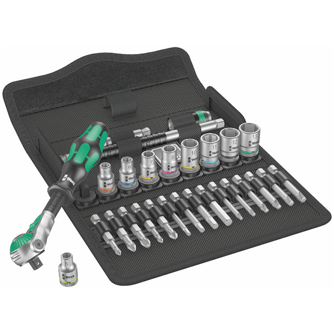 Wera Tools 8100 SA 6 Zyklop Speed Ratchet Set, 1/4 Inch Drive, Metric, 28 Pieces from Columbia Safety