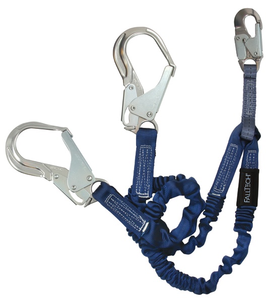 FallTech 8240Y3A ElasTech Shock Absorbing Twin Leg Lanyards wtih Aluminum Rebar Hooks from Columbia Safety