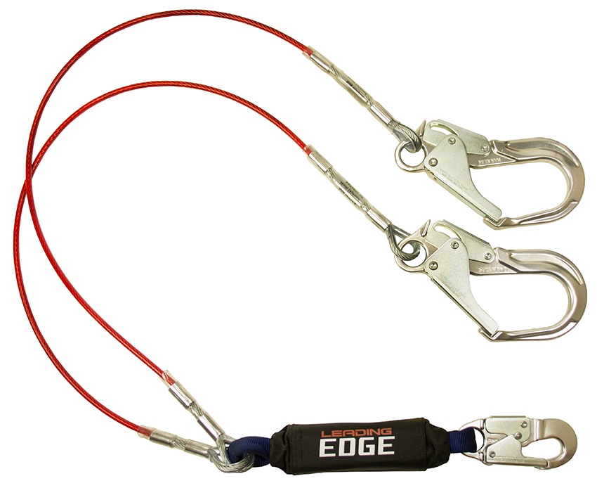 FallTech 8354LEY3A Leading Edge Restraint Twin Leg Lanyard with Aluminum Rebar Hooks from Columbia Safety