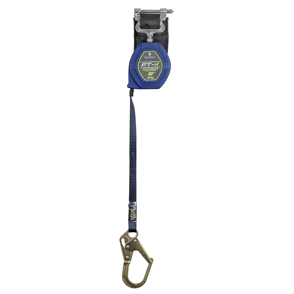 FallTech FT-X EdgeCore 8 Foot Class 2 Leading Edge Personal SRL w/ Steel Mini Rebar Hooks from Columbia Safety