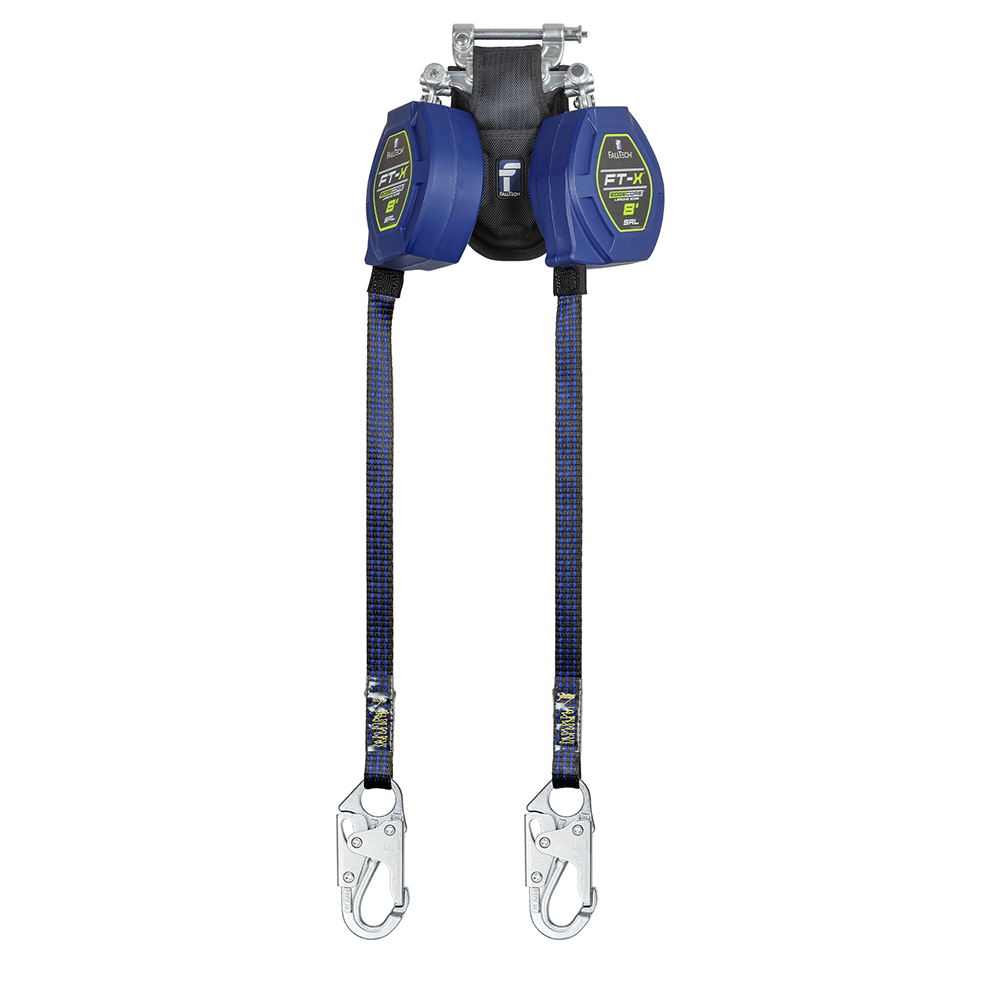 FallTech FT-X EdgeCore Twin Leg 8 Foot Class 2 Leading Edge Personal SRL w/ Aluminum CE Carabiners from Columbia Safety