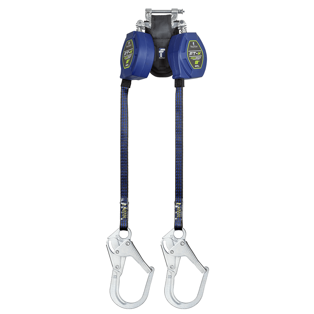 FallTech FT-X EdgeCore Twin Leg 8 Foot Class 2 Leading Edge Personal SRL w/ Steel Snap Hooks from Columbia Safety