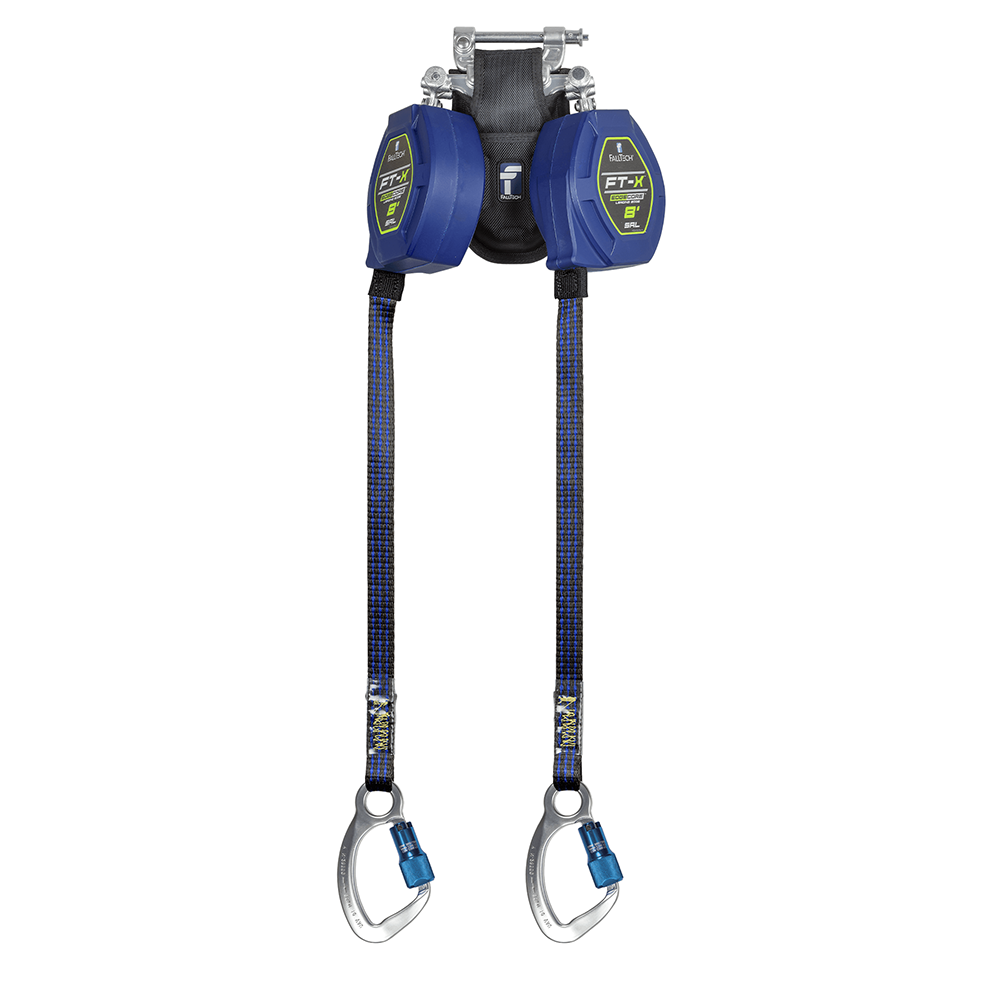 FallTech FT-X EdgeCore Twin Leg 8 Foot Class 2 Leading Edge Personal SRL w/ Aluminum Rebar Hooks from Columbia Safety