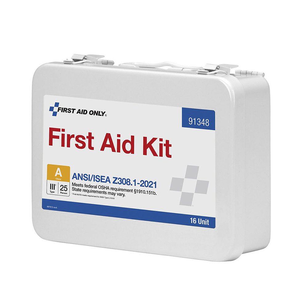 First Aid Only ANSI A 25 Person 16 Unit Metal ANSI 2021 Compliant First Aid Kit from Columbia Safety