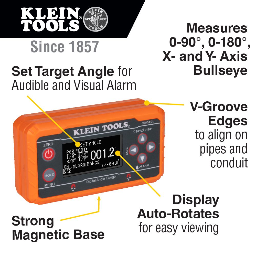 Klein Tools 935DAGL Digital Level with Programmable Angles from Columbia Safety