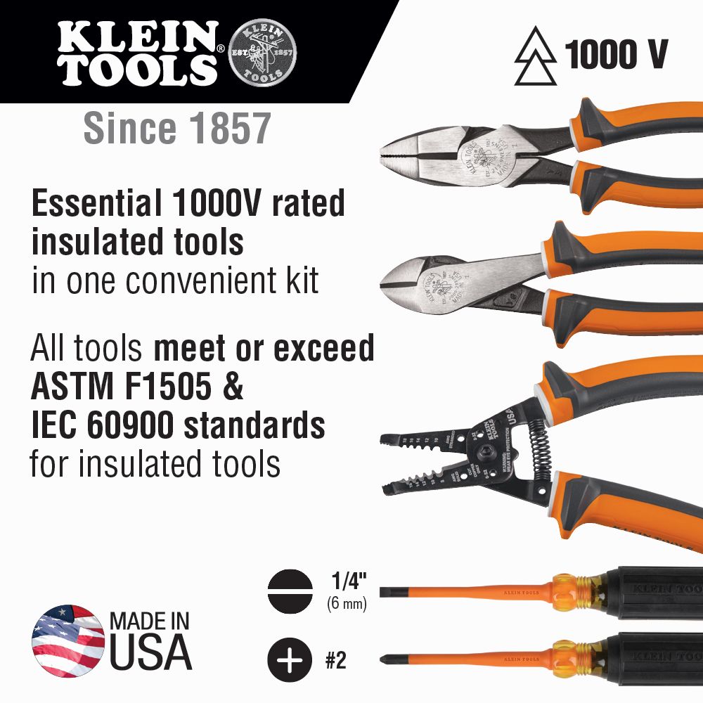 Klein Tools 1000V Insulated 5 Piece Tool Kit from Columbia Safety
