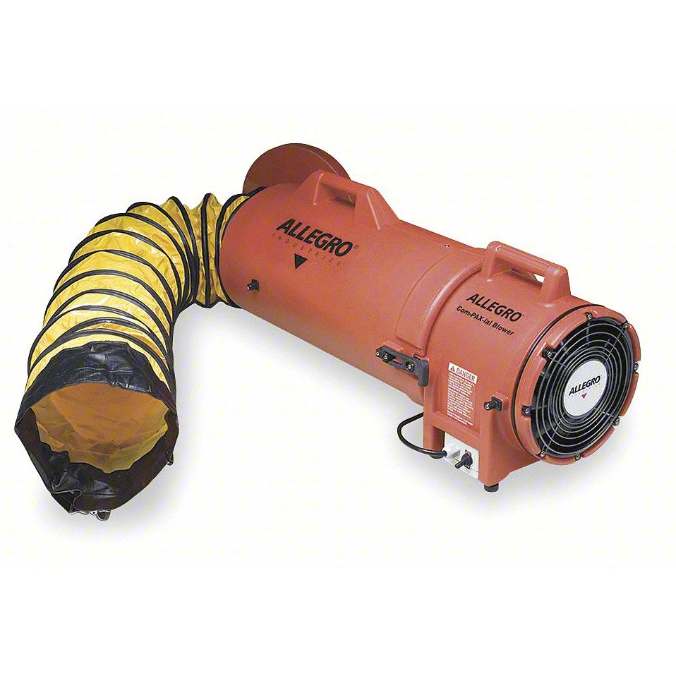 Allegro 8 Foot Axial DC Plastic Blower with Compact Canister & Ducting from Columbia Safety