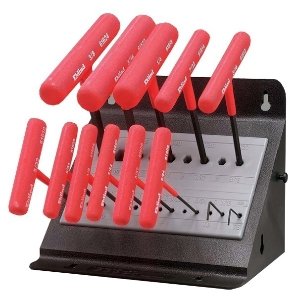Wright Tool 13 Piece Fractional Vinyl Grip T-Handle Set in Metal Stand from Columbia Safety