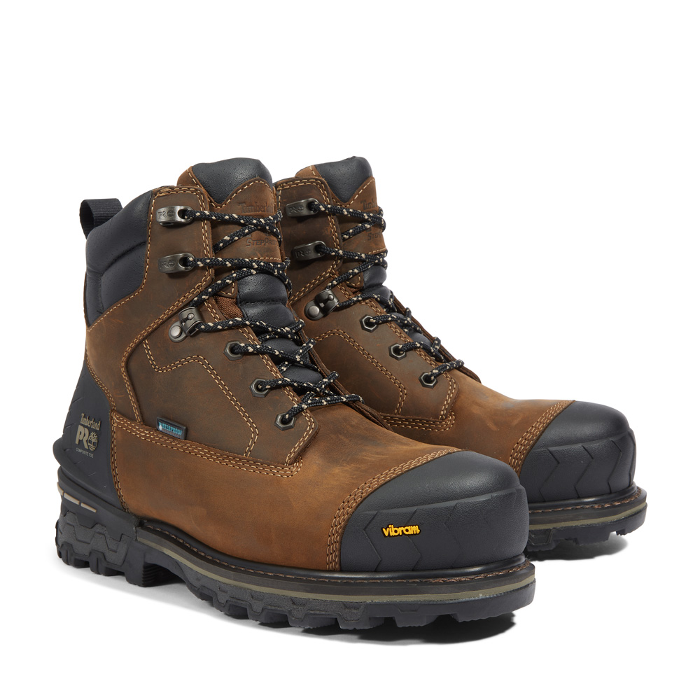 Timberland Men's Boondock HD 6 Inch Composite Toe Waterproof Work Boots from Columbia Safety