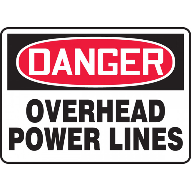 Accuform OSHA Danger Safety Sign: Overhead Power Lines from Columbia Safety