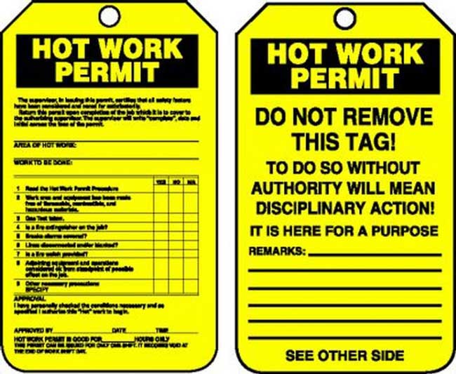Confined Space Hot Work Tag from Columbia Safety