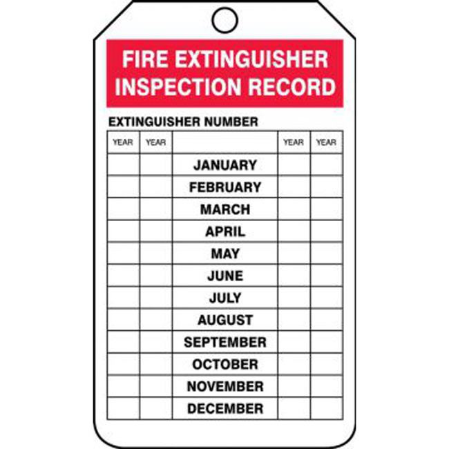 Accuform OSHA Fire Extinguisher Tags: Fire Extinguisher Inspection Record (5 Pack) from Columbia Safety