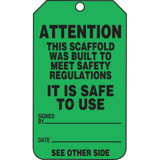 Accuform Scaffold Status Safety Tag Attention This Scaffold Was Built