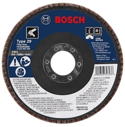 Bosch 4-1/2 x 7/8 Inch Arbor Type 29 60 Grit Blending/Grinding Wheel from Columbia Safety