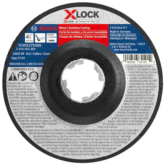 Bosch X-LOCK Small Angle Grinder Wheel |TCWX27S450 from Columbia Safety