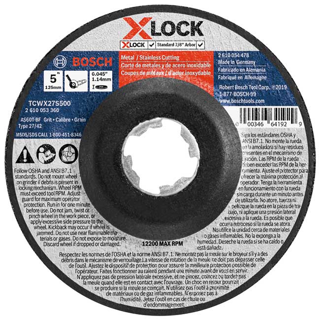 Bosch X-LOCK Small Angle Grinder Wheel |TCWX27S500 from Columbia Safety