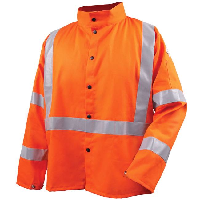 Black Stallion Safety Welding Jacket with FR Reflective Tape, Safety Orange from Columbia Safety