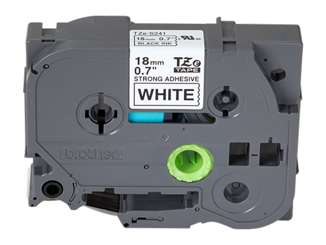 Brother 18mm by 8m Black on White Label Tape with Extra Strength Adhesive from Columbia Safety
