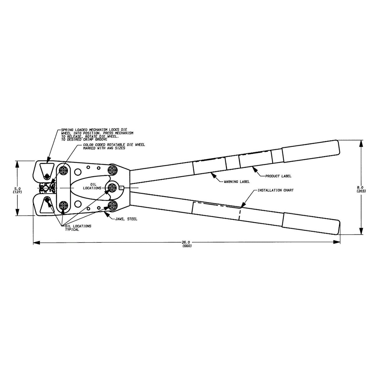 Burndy MRC840 Mechanical Rotating Crimper (#8 AWG - #4/0 AWG Copper) from Columbia Safety