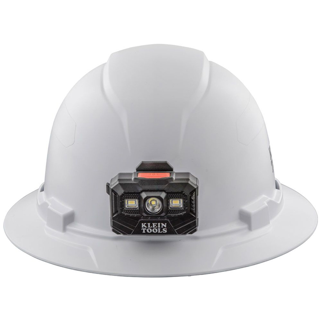 Klein Tools White Full Brim Hard Hat with Rechargeable Headlamp from Columbia Safety