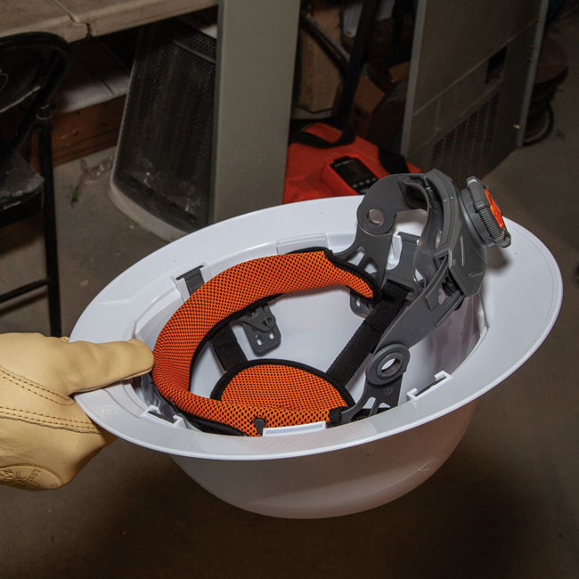 Klein Tools White Full Brim Hard Hat with Rechargeable Headlamp from Columbia Safety