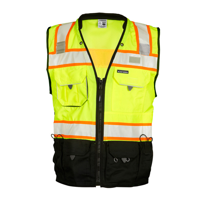 ML Kishigo Class 2 Lime Surveyors Premium Black Bottom Vest from Columbia Safety