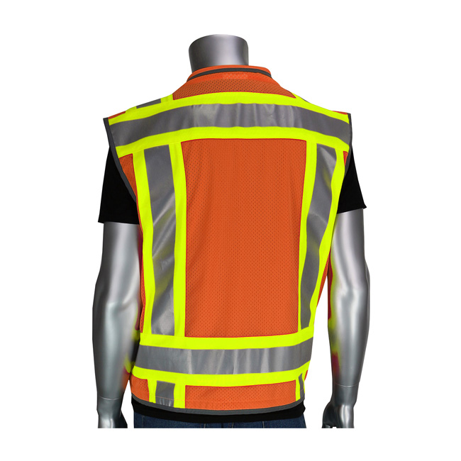 PIP ANSI Type R Class 2 Two-Tone Fifteen Pocket Tech-Ready Ripstop Surveyors Vest with Mesh Back from Columbia Safety