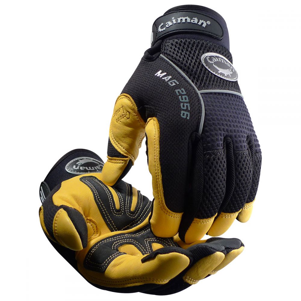 Caiman Grain Leather Padded Palm Touchscreen Mechanics Gloves from Columbia Safety