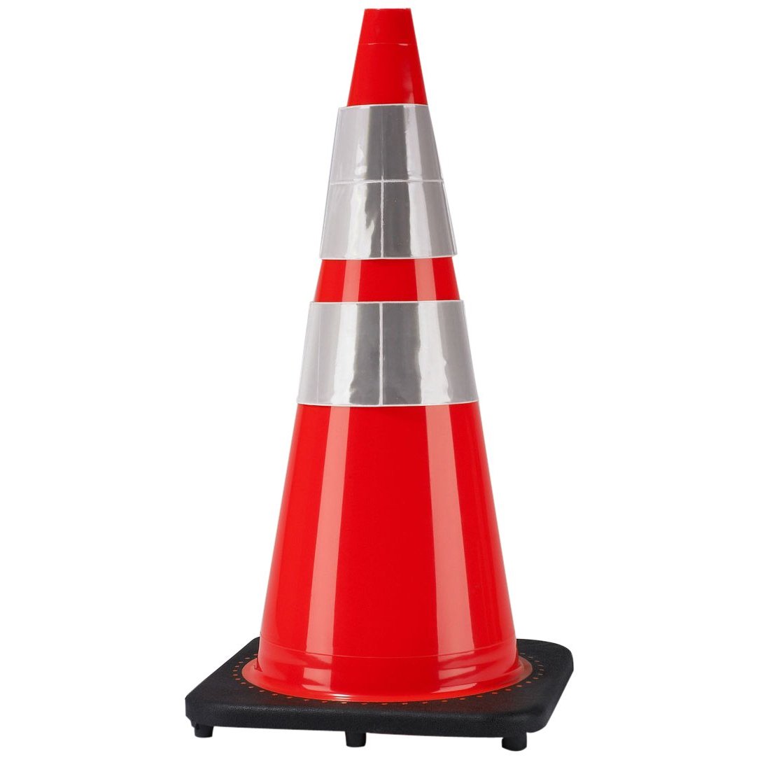 Cortina 03-500-10 Vinyl 28" Traffic Cone/Black Base&Reflective Collar from Columbia Safety