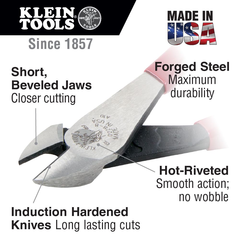 Klein Tools D228-8 8 Inch High-Leverage Diagonal-Cutting Pliers from Columbia Safety