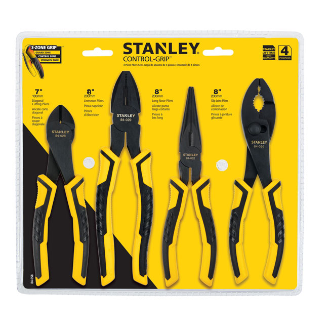 Stanley 4 Piece Bi-Material Pliers Set from Columbia Safety