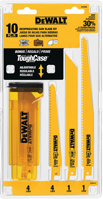 DeWalt 10 Piece Bi-Metal Reciprocating Saw Blade Set with Case | DW4898 from Columbia Safety