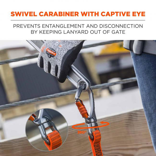 Ergodyne Squids 3149 80 lb Tool Lanyard with XL Locking and Swivel Carabiner from Columbia Safety