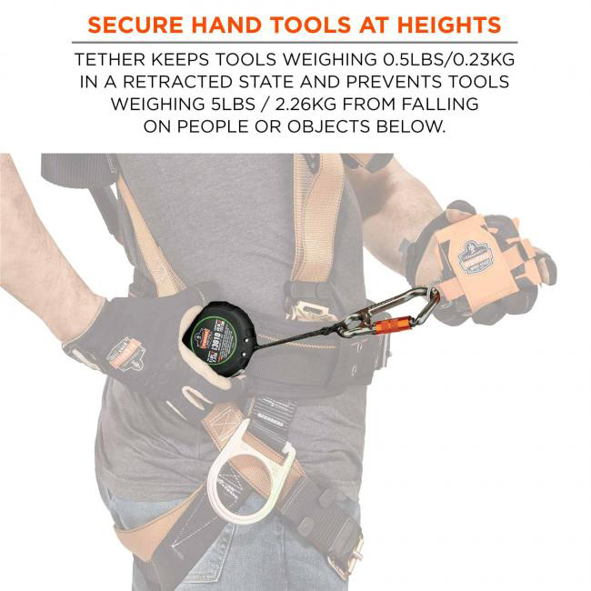 Ergodyne Squids 3010 Retractable 5 lb Tool Lanyard with Belt Loop Clip from Columbia Safety