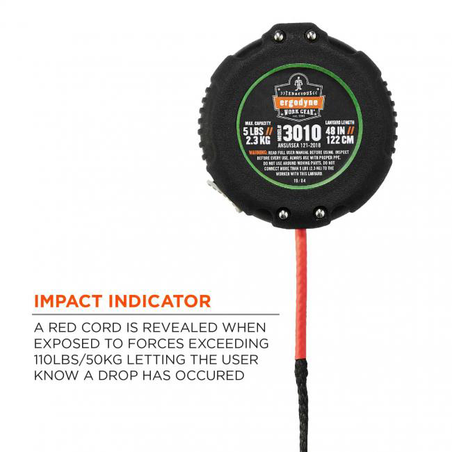 Ergodyne Squids 3010 Retractable 5 lb Tool Lanyard with Belt Loop Clip from Columbia Safety