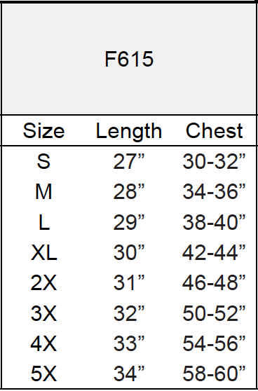 ML Kishigo Size Chart from Columbia Safety