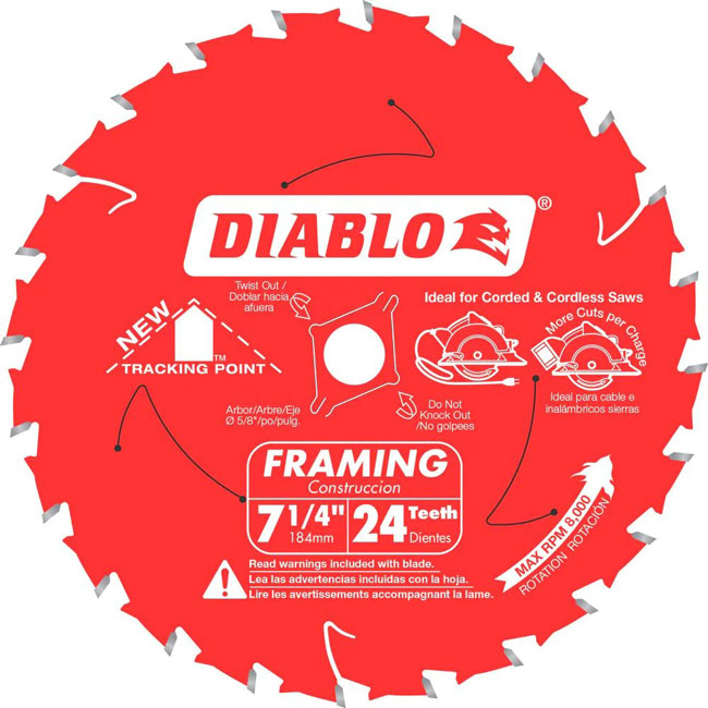 Diablo Framing 7-1/4 Inch by 24 Tooth Blade from Columbia Safety